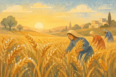 Golden Sunrise Over Dewy Wheat Field