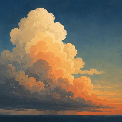 Golden Sunset Thunderstorm Clouds Landscape