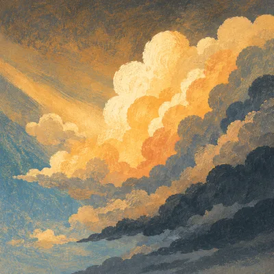 Golden Sunset Clouds After Thunderstorm