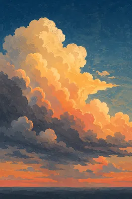 Golden Sunset Over Dramatic Thunderstorm Clouds