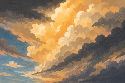 Golden Sunset Clouds After Thunderstorm