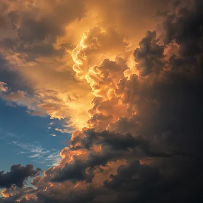 Golden Sunset Clouds After Thunderstorm