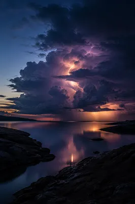 Dramatic Thunderstorm Over Coastal Inlet
