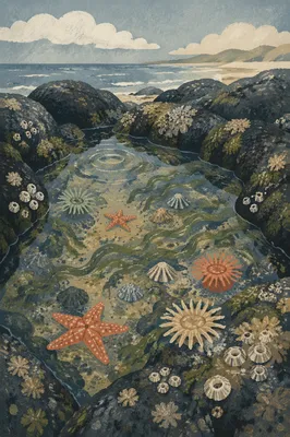 Quiet Tide Pool Among Volcanic Rocks