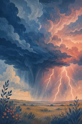 Dramatic Supercell Storm Over Prairie Horizon