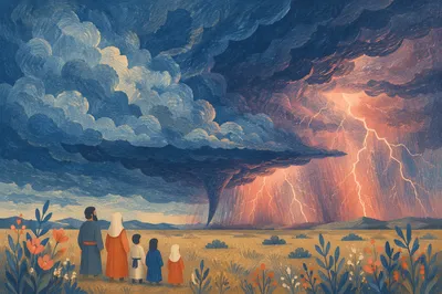 Dramatic Supercell Storm Over Prairie Horizon