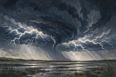 Dramatic Tornado Sky Over Coastal Plain