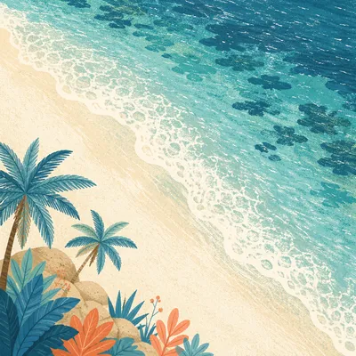 Aerial Turquoise Tropical Beach Shoreline