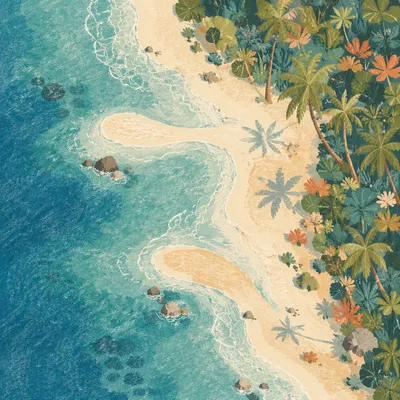 Serene Tropical Beach Aerial Morning View