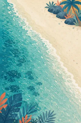 Aerial Turquoise Beach With White Sand