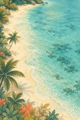 Secluded Tropical Beach Aerial Morning View