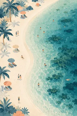 Aerial Tropical Beach with Turquoise Water