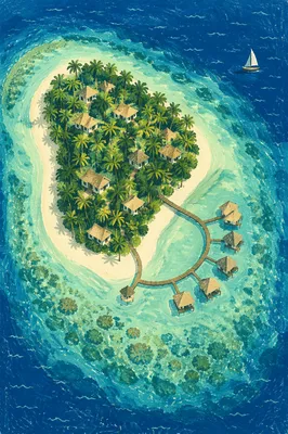 Aerial Tropical Lagoon with White Sand