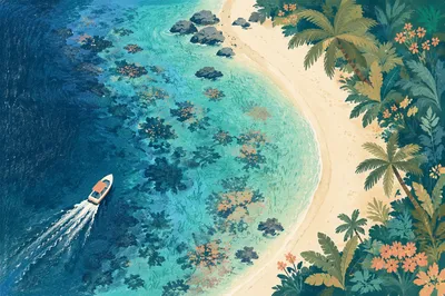 Turquoise Lagoon and White Sand Beach