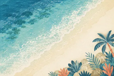 Aerial Turquoise Beach With White Sand