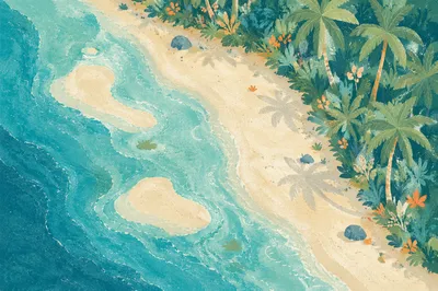 Serene Tropical Beach Aerial Morning View