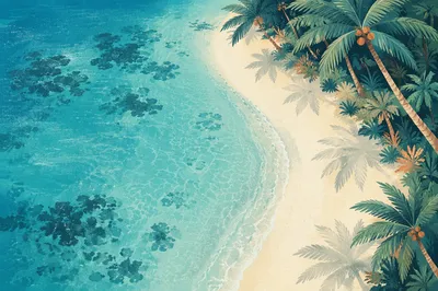 Secluded Tropical Beach with Turquoise Lagoon