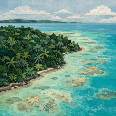 Tropical Island Lagoon Aerial View