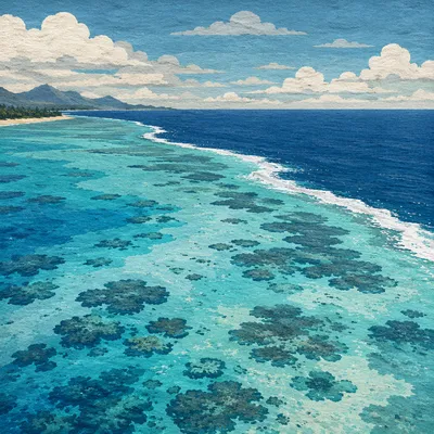 Turquoise Tropical Lagoon Aerial Seascape