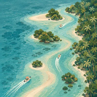 Tropical Lagoon Aerial With Turquoise Sandbars