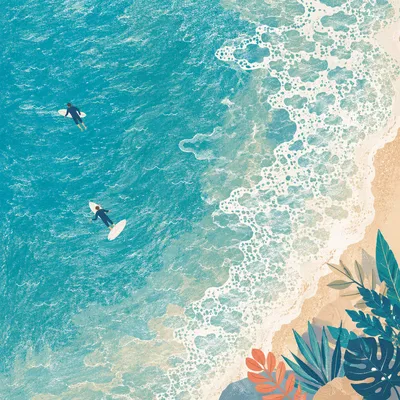 Aerial Tropical Shoreline with Turquoise Waves