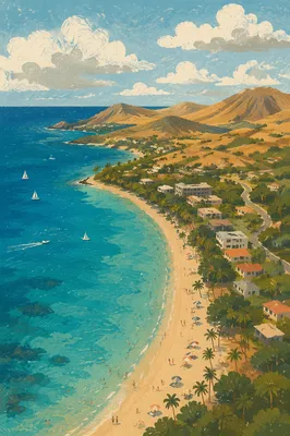 Tropical Island Aerial Coastline with Turquoise Water
