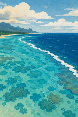 Aerial Tropical Lagoon with Turquoise Reef