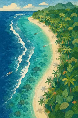 Tropical Island Aerial With Turquoise Lagoon