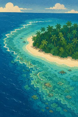 Secluded Tropical Island Above Turquoise Waters