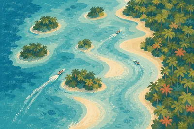 Turquoise Tropical Lagoon Aerial With Sandbars