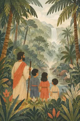 Misty Tropical Jungle Waterfall Canopy