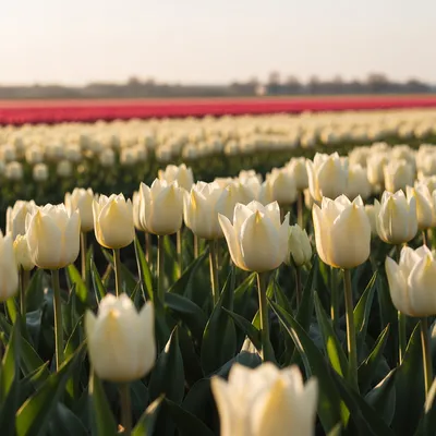 Golden Morning in Dutch Tulip Rows