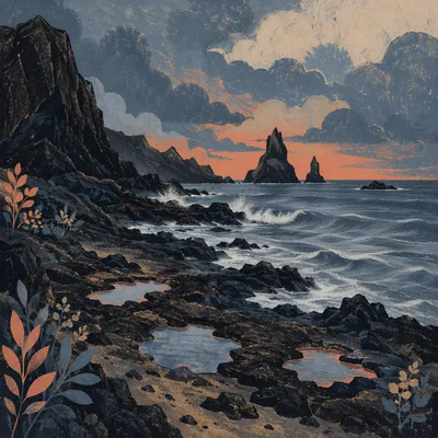 Black Lava Coast at Blue Hour