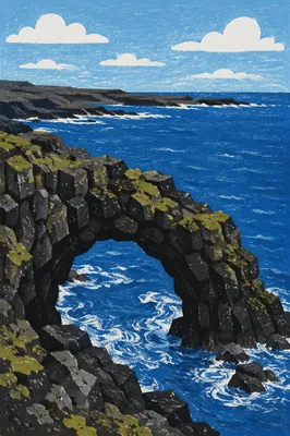 Rugged Black Lava Coast Sea Arch