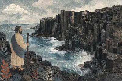 Black Lava Coast with Basalt Cliffs