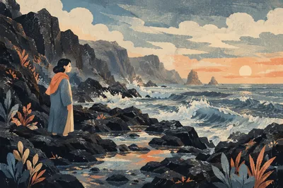 Black Lava Coast at Sunrise
