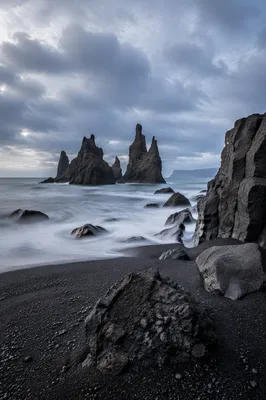Moody Black Lava Coast Landscape