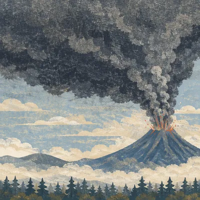 Dramatic Volcanic Ash Plume Landscape