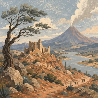 Dramatic Smoking Volcano Highland Valley