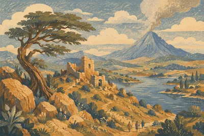 Dramatic Smoking Volcano Highland Valley