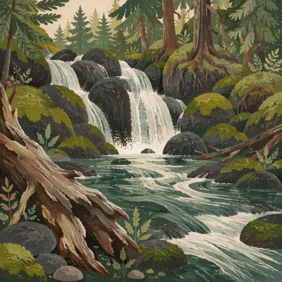 Secluded Forest Waterfall and Emerald Pool