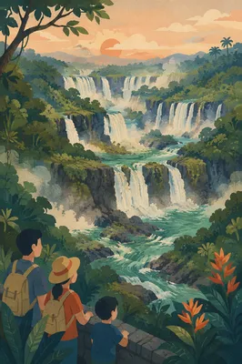 Emerald Rainforest Waterfalls at Sunrise