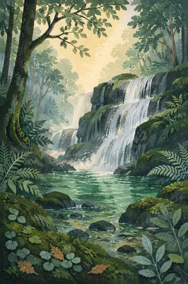 Secluded Forest Waterfall and Emerald Pool