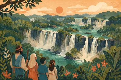 Emerald Rainforest Waterfalls at Sunrise