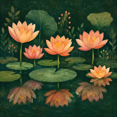Dreamy Waterlily Pond with Serene Reflections