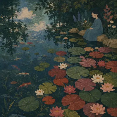 Dreamy Waterlily Pond With Soft Reflections