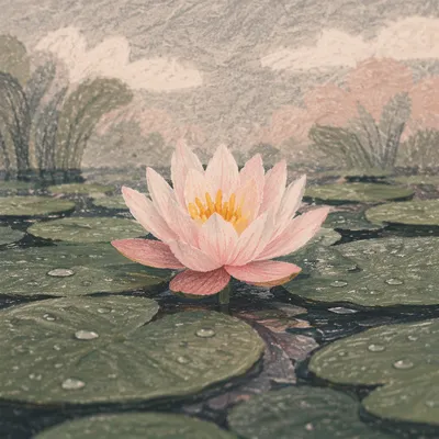 Dreamy Pink Water Lily Pond Reflection