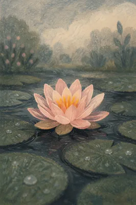 Dreamy Pink Water Lily Pond Reflection