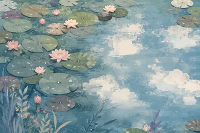 Dreamy Waterlily Pond With Pastel Reflections