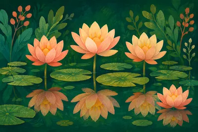 Dreamy Waterlily Pond with Serene Reflections